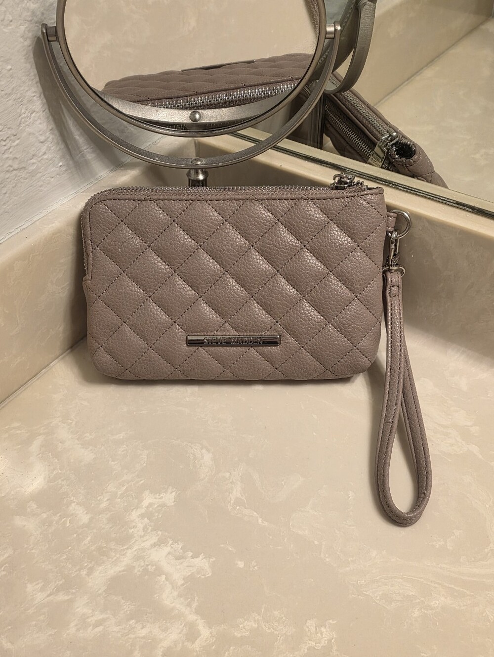 Steve Madden Dusty Rose Quilted Wristlet